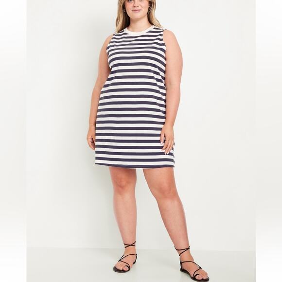 Old Navy Charcoal Stripe Vintage Sleeveless Mini T- Shirt Dress - Picture 1 of 9